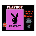 Plush Blanket Playboy Pink and Black Bunny